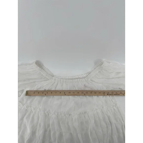 Umgee Cotton Gauze Boho Blouse Sz L Puff Sleeve Top Boho Festival Beachy - Picture 6 of 7